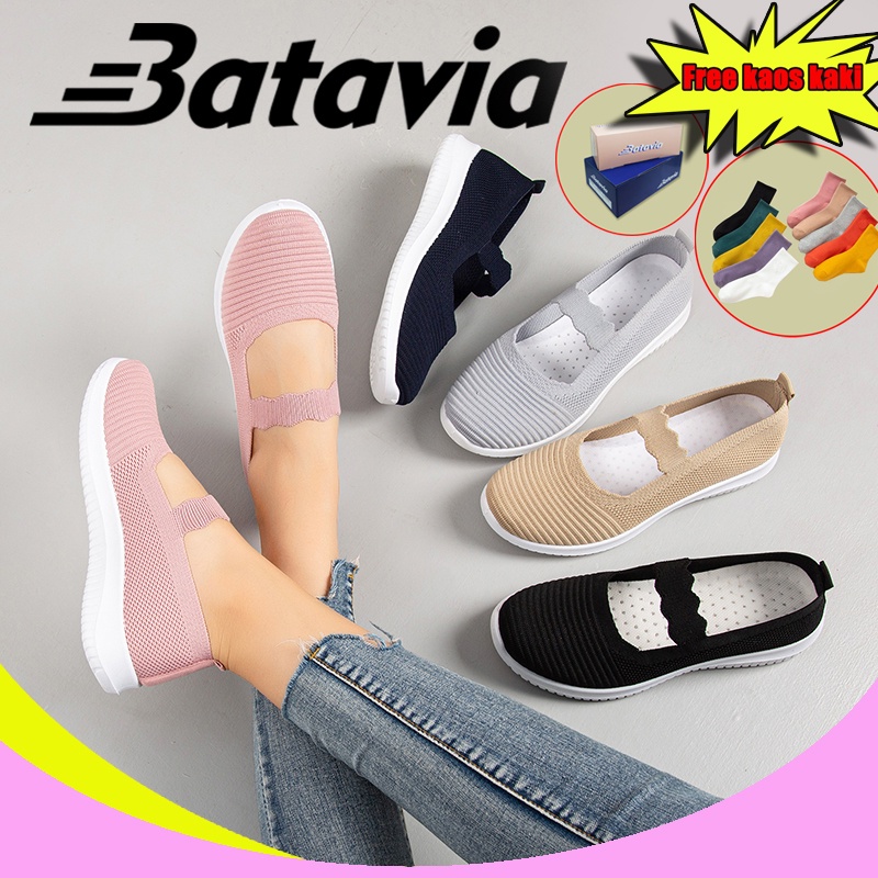 Batavia Sepatu kanvas Sepatu Slip On Wanita/ Sepatu Flyknit Shoes Wanita/ Women Shoes rajut empuk anti-slip anti-aus wanita  BQ-2 A159