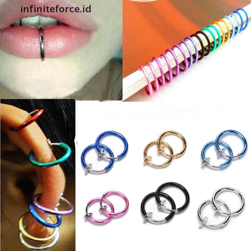 Infiniteforce.id 2pcs / Set Anting Tusuk Klip On Wanita Gaya Punk