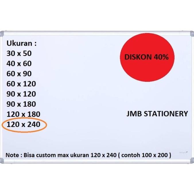 

Produk Unggulan] Whiteboard / Papan Tulis 120 x 240 (gantung/nonmagnet)