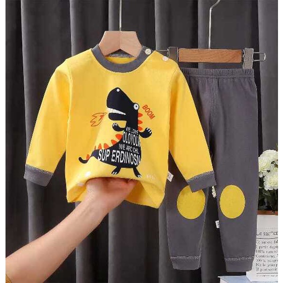 ( zwq ) PJG008-012 Setelan Anak 0-6 Tahun Setelan Bayi Piyama Baju Lengan Panjang + Celana Panjang, Baju Tidur Anak Setelan Piyama Bayi Set Lengan Panjang