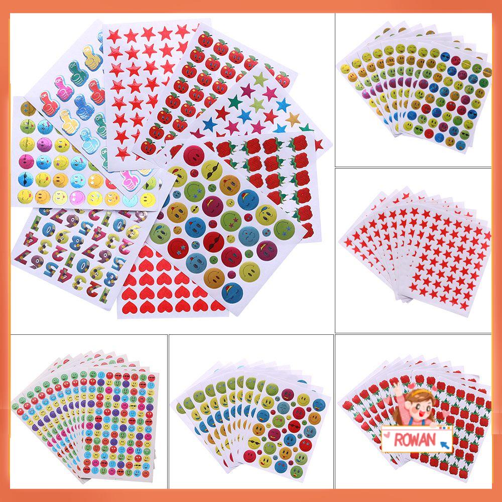 R-flower 10 Lembar Stiker Motif Smiley Face / Bintang / Bunga Untuk Dekorasi Album Foto