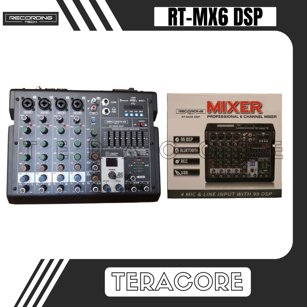 Recording Tech RT-MX6 MX6 DSP USB Recording Mixer 4 Channel Soundcard