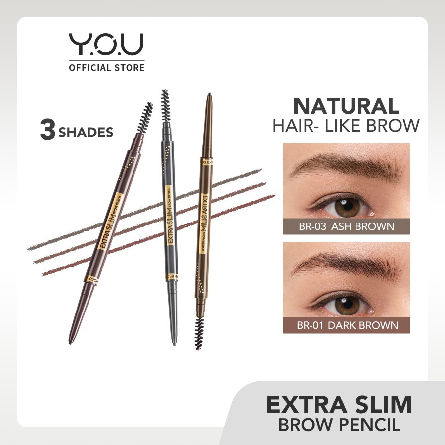 ✿ELYSABETHME✿ Y.O.U Extra slim brow pensil alis ekstra slim bentuk alis jadi mudah pencil