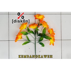 Bunga lili plastik artificial kuning oranye imitasi mirip kembang sepatu bakung mawar per bucket