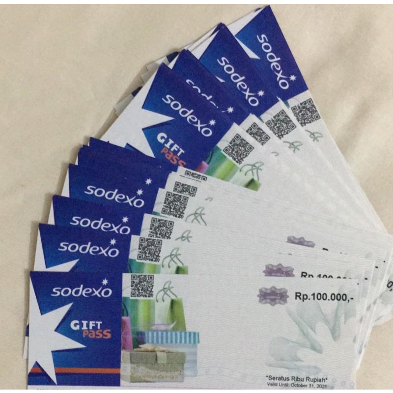 Voucher Sodexo Gift Pass Nominal Rp. 100.000 (alfa, carrefour, restaurant, hotel ciputra)