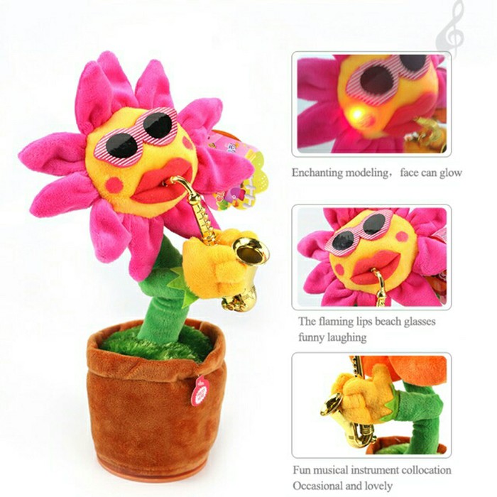 HIASA MEJA TAMU Atau Mainan Anak MAINAN BUNGA MATAHARI SUN FLOWER TOY MENARI DAN BERMUSIK