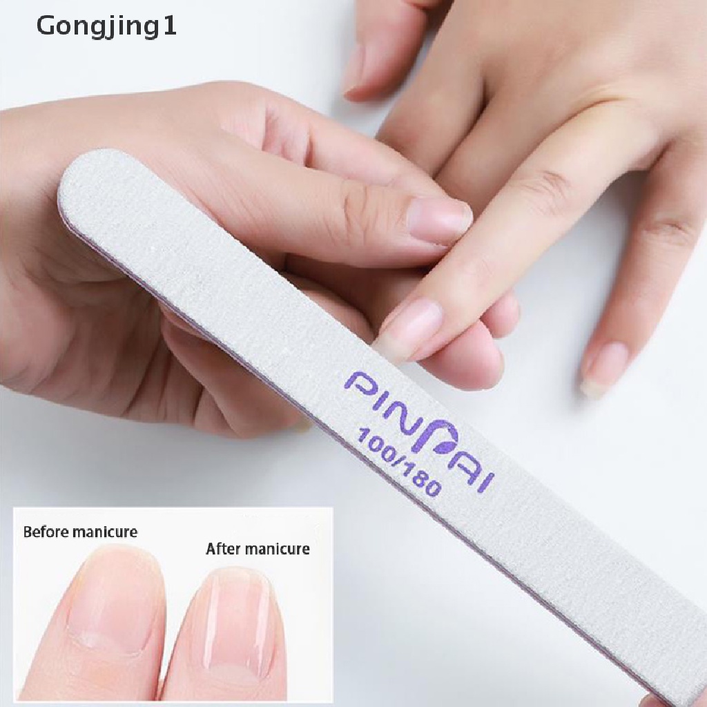 Gongjing1 5Pcs Balok Buffer Amplas Kuku 100 / 180 Untuk Manicure / Pedicure