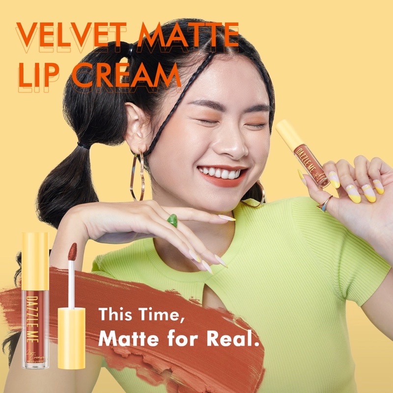 Dazzle Me Velvet Matte Lipcream Vitamin E Waterproof Lipstik Pigmented Tahan Lama