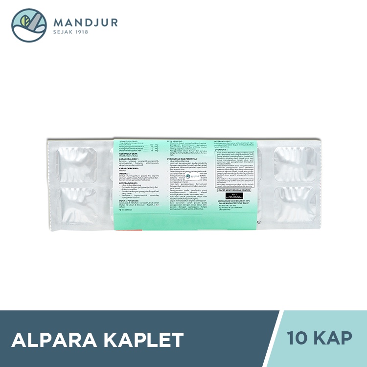 Alpara 10 Kaplet - Pereda Gejala Flu, Demam, Hidung Tersumbat, dan Bersin-bersin-1
