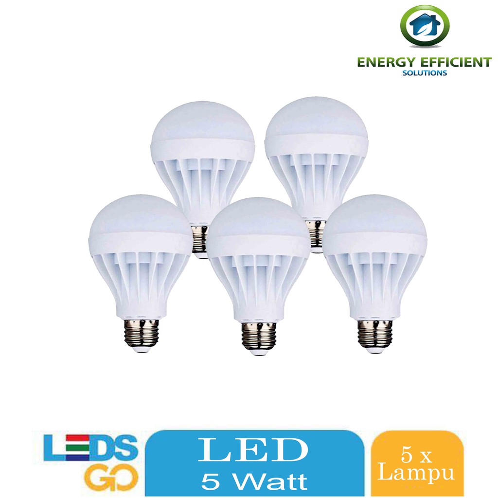 Paket Hemat 5Watt Lampu LED Bulb Cool Day Light - Putih 5pcs