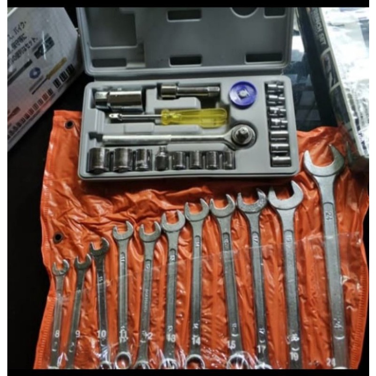 KUNCI RING PAS SET 11 PC DIAMOND + KUNCI SOK SET 21 PCS PAKET MURAH