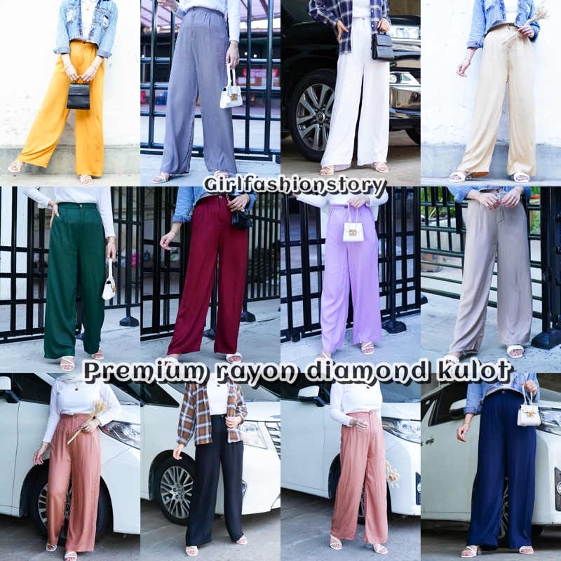 BEFAST - ZFS OOTD Wanita Celana ADICA / DIAMOND HIGHWAIST KULOT RAYON / Celana Instagrammable / Celana Panjang Casual Wanita / Kulot Kekiniaan Remaja / Fashion Formal Remaja Wanita / Celana Banyak Warna / Terlaris / Trendy / Terbaru 2022