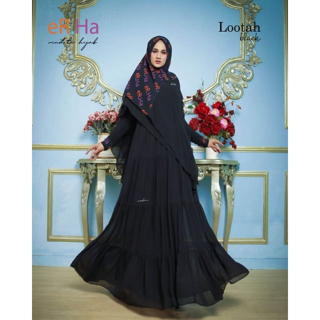 [ER.HA SYARI] GAMIS SYARI TERBARU / DRESS SET PRINTING " SET LOOTAH " BY ERHA SYARI