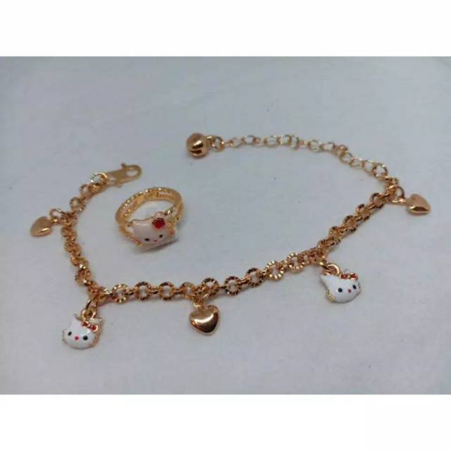 Fourfashion Perhiasan Gelang Anak Kitty Free Cincin K010