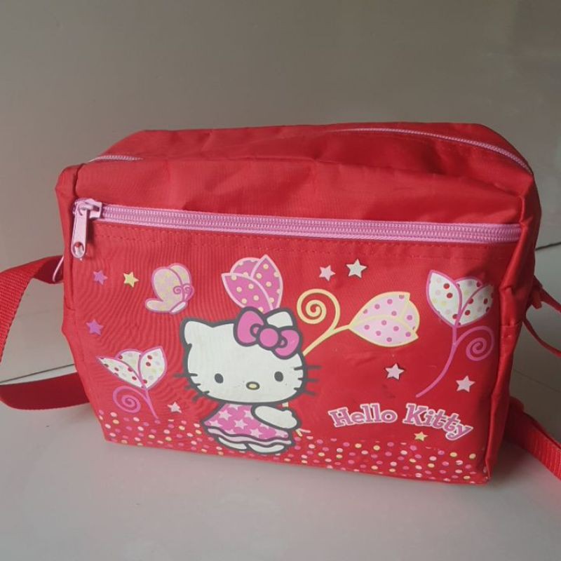 Tas Selempang anak perempuan / girl Hello Kitty Sanrio red uk 25 cm sekolah preloved