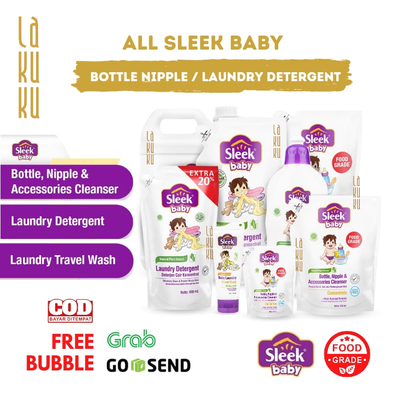 Lakuku - Sleek Baby Sabun Pembersih Botol Susu dan Detergent Cair Laundry Baju Bayi