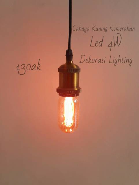 Lampu bohlam led 4watt e27 kuning kemerahan dekor