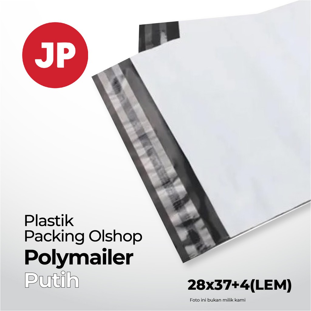 Plastik Packing  Ukuran 28x37cm +4cm(LEM) Olshop Polymailer Putih (Mulsa) Isi 50