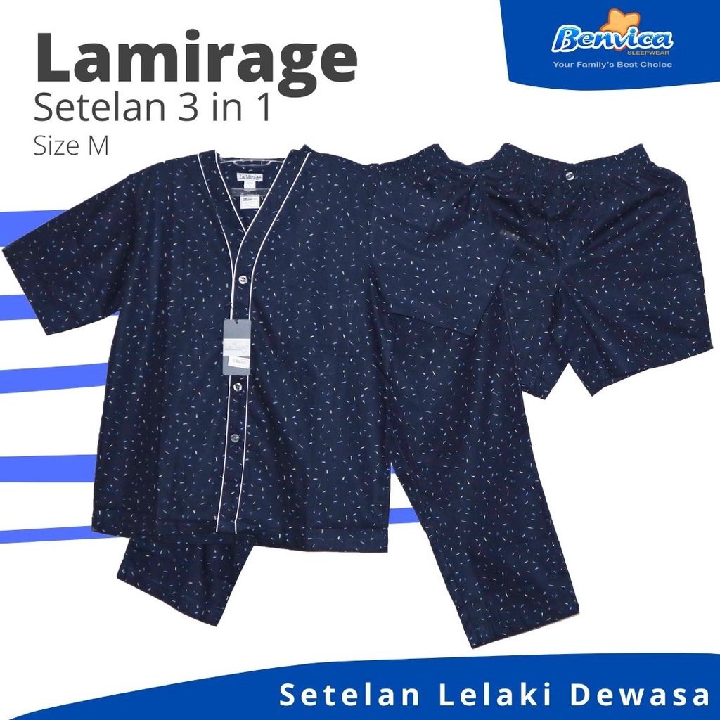 BAJU TIDUR PIYAMA LAKI-LAKI DEWASA KATUN M LA MIRAGE