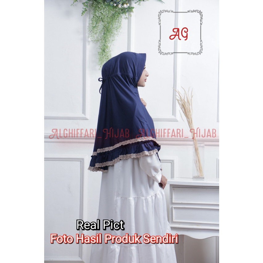 Jilbab Serut Hasna Hijab Renda Semi Jumbo Material Jersey