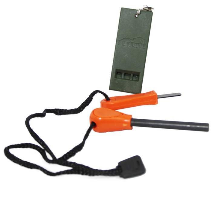 Fire Starter Flint Pembuat Api Dan Peluit Pemantik ( 2 in 1 Survival )