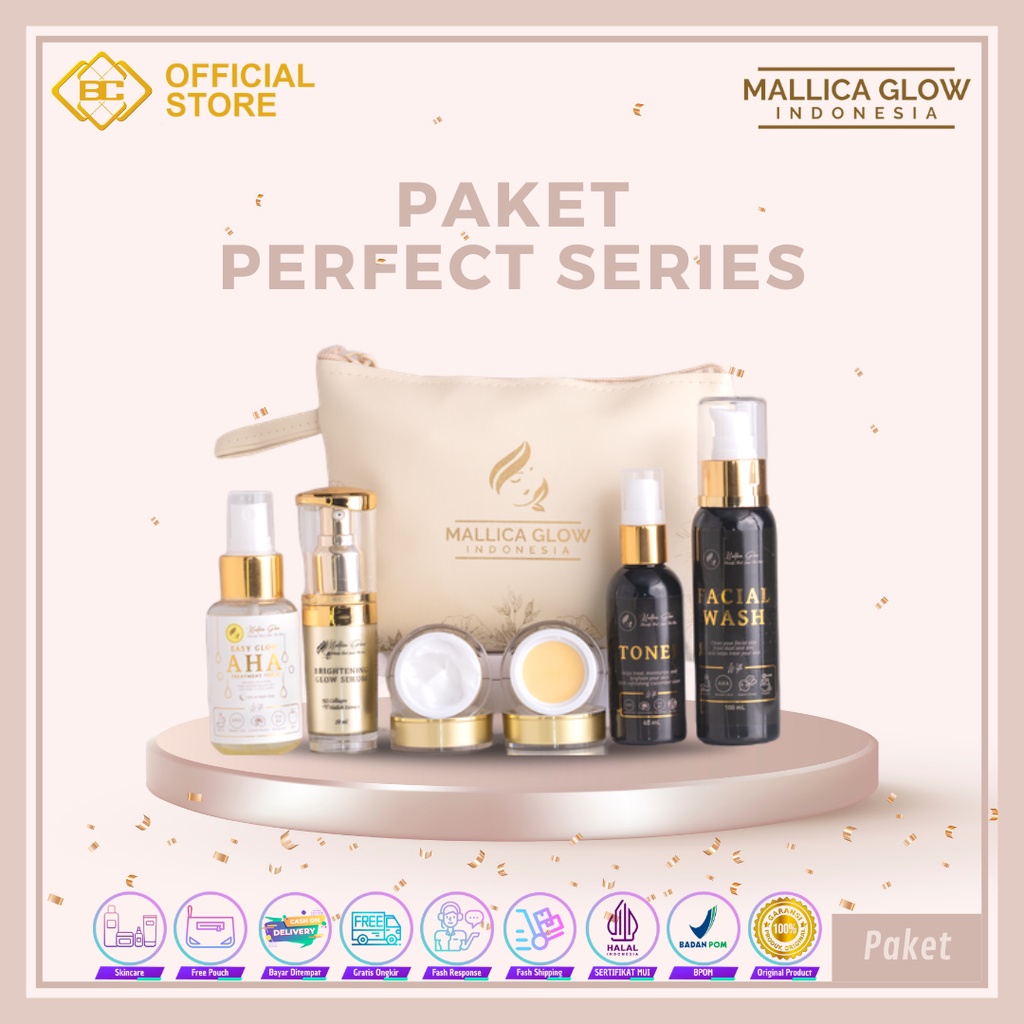 [Bakung Cosmetics] Mallica Glow Paket Perfect Series/Skincare/ Perawatan Kulit Wajah Wanita (COD)
