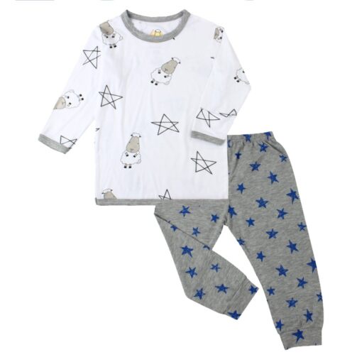 Baa Baa Sheepz Long Sleeve Shirt &amp; Pant - Big Sheep White/Star Blue | Setelan Baju | Setelan Atas Bawah | Setelan Motif