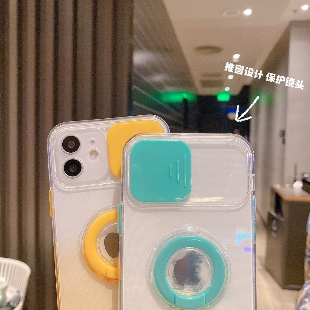 TPU Transparan Case for iPhone 13 12 11 pro max X / Xs max 7 / 8 / Se 2020 7plus / 8plus Full Cover Dengan Ring holder