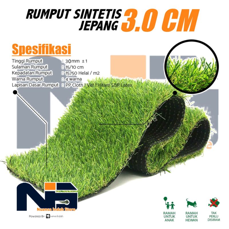 RUMPUT SINTETIS JEPANG UKURAN 1x1 METER