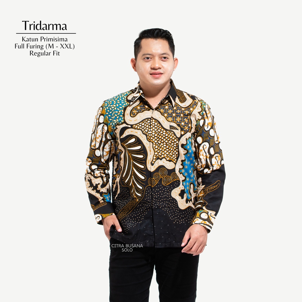 TRIDARMA Kemeja Batik Pria Full Furing Bahan Katun Primisima