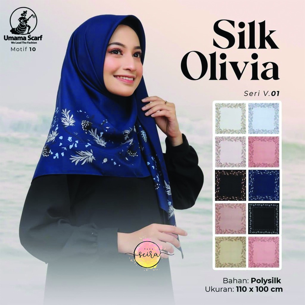 [BISA COD] Umama Kerudung / Hijab Silk Olivia Motif (Bisa Pilih Motif)-A10