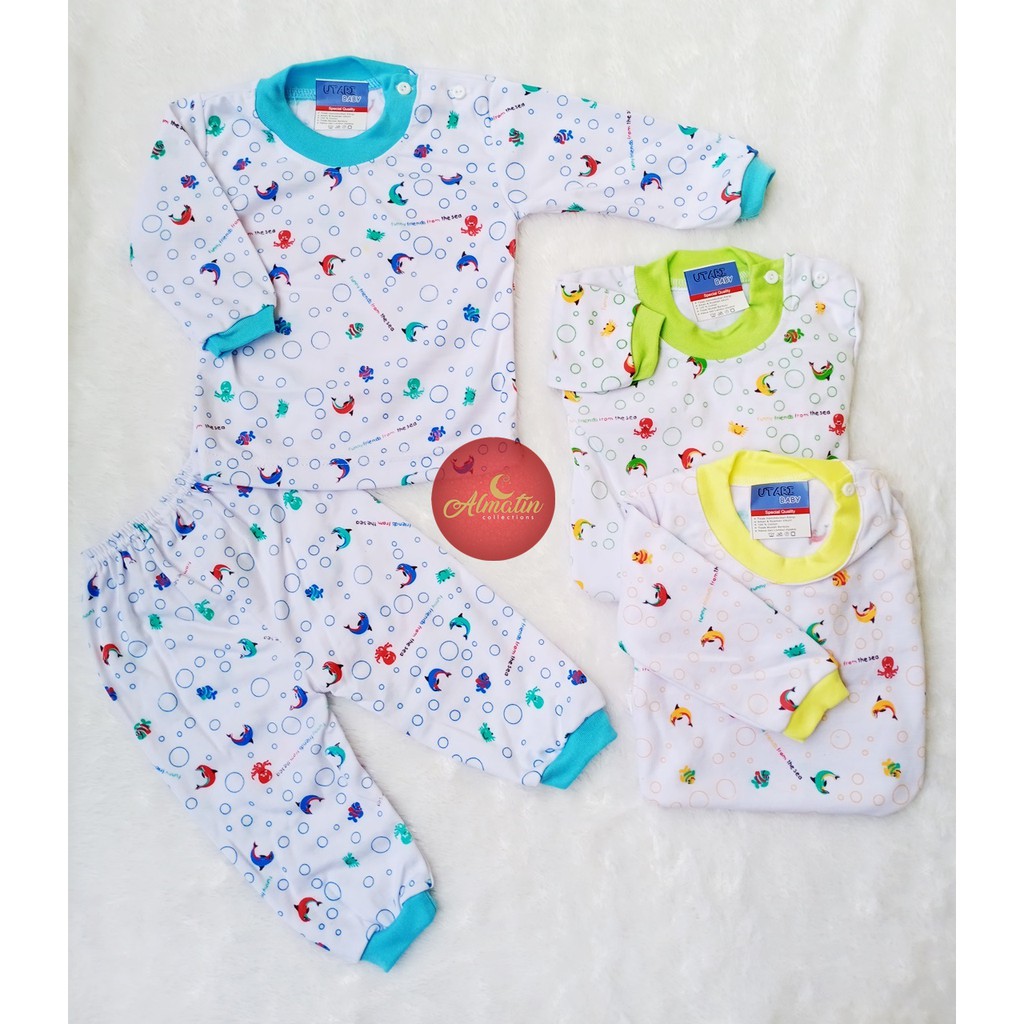 3 Stel Setelan Baju Bayi Piyama Bayi Panjang Newborn SNI / Baju Bayi Kancing Pundak