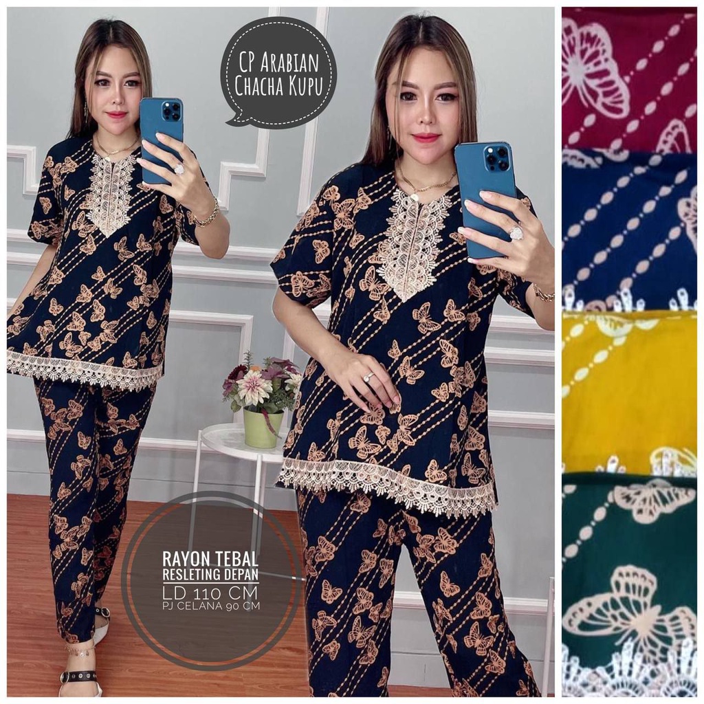 Setelan Renda One Set Rayon Setcel Panjang Wanita Remaja Daily Baju Fashion Muslim Kekinian