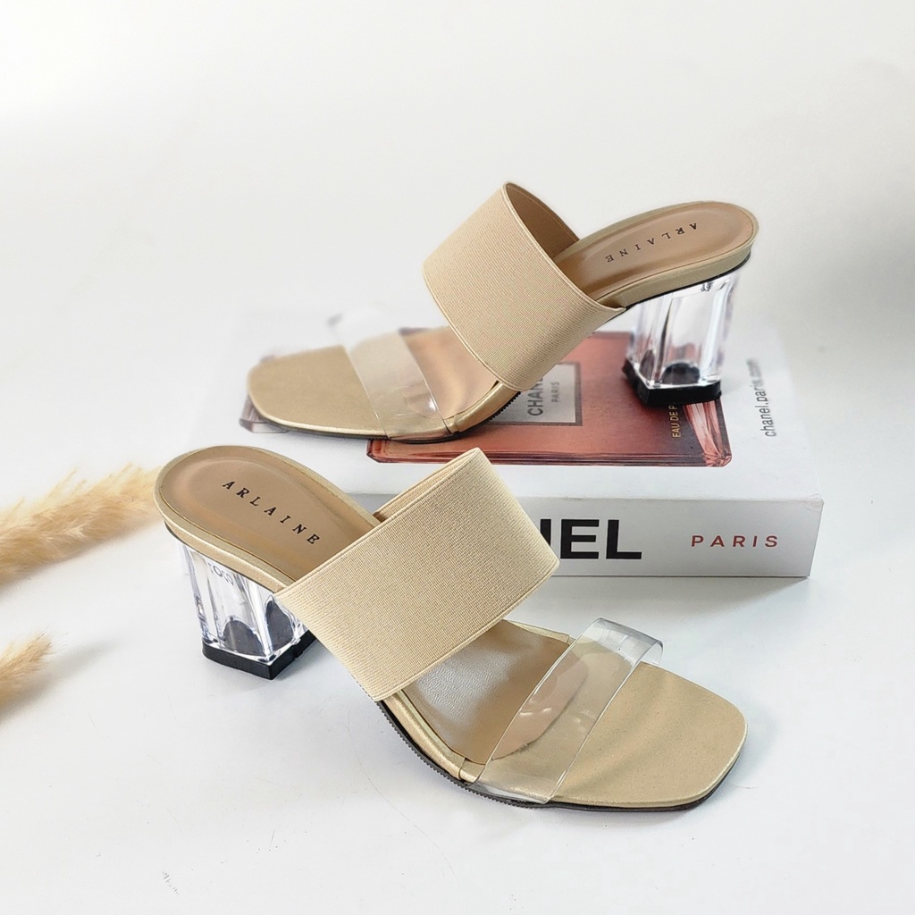 Arlaine - Giani Sandal Heels Wanita/ Heels Kaca / Heels 7cm / Heels Karet Jelly Wanita