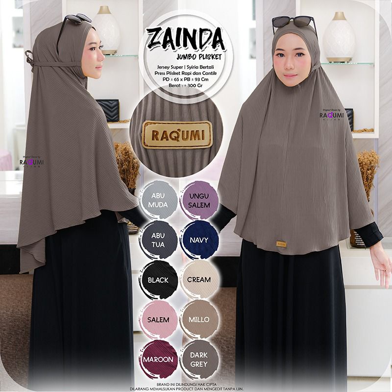 Zainda Jumbo Plisket Jersey Super Original Raqumi Hijab