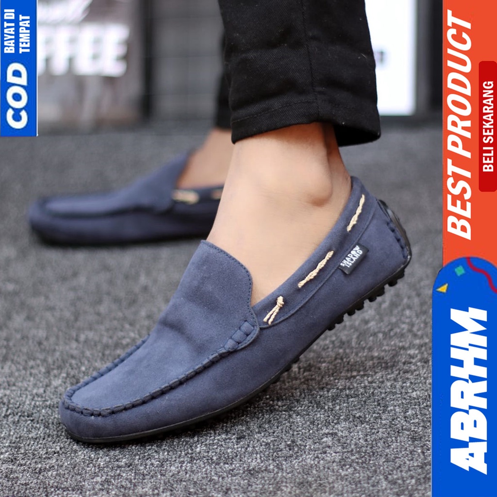 Sepatu Slip On Santai Casual Slop Kerja Hitam Pria Abrhm Hunigo