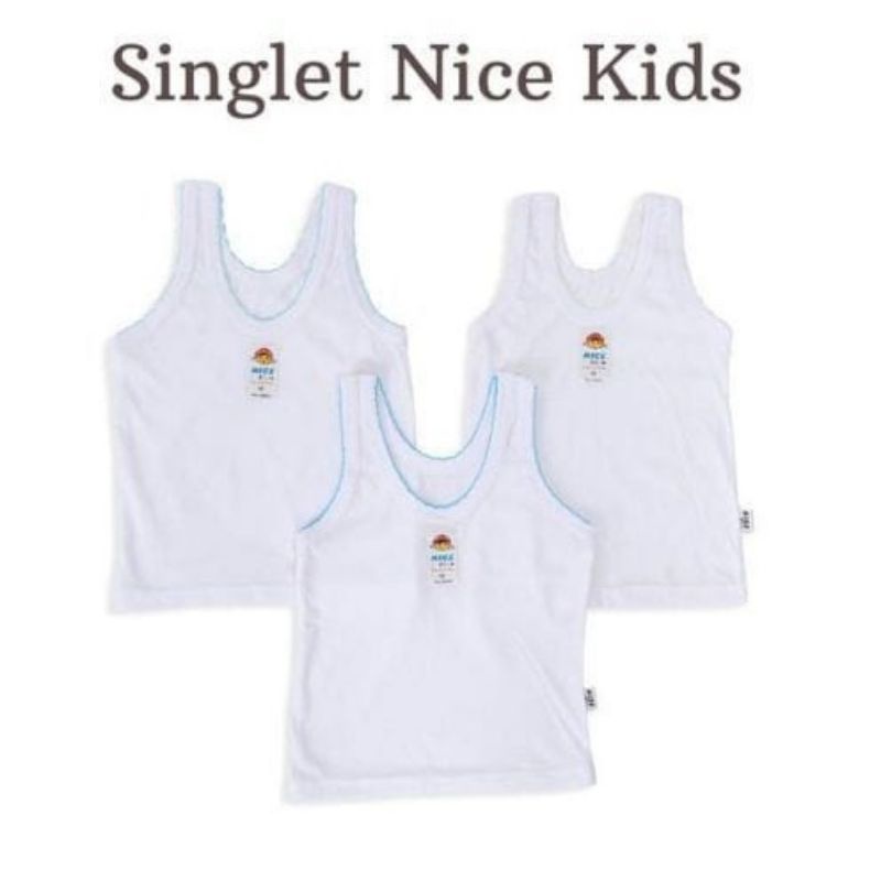 Kaos Dalam Anak Singlet Nice Kids Lusinan | Kaos Kutang Bayi Bahan Katun List Bordir