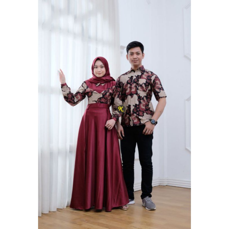 Sarimbit Batik • Gamis Syar'i Satin • Baju Pesta • Busana Couple • Lamaran Outfit • Baju Kondangan
