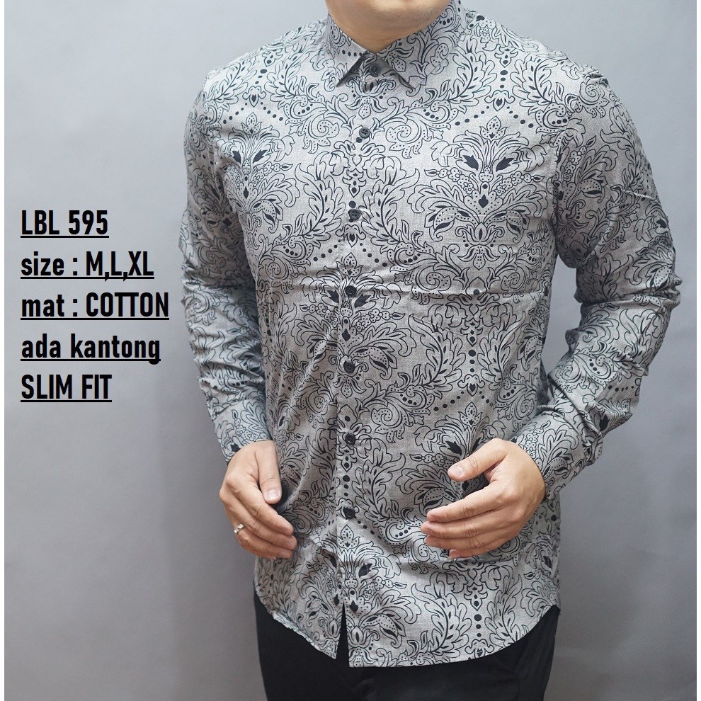 KEMEJA BATIK PRIA SLIM FIT KATUN LUIGIBATANI BAJU BATIK PRIA SLIM FIT KEREN LBL595