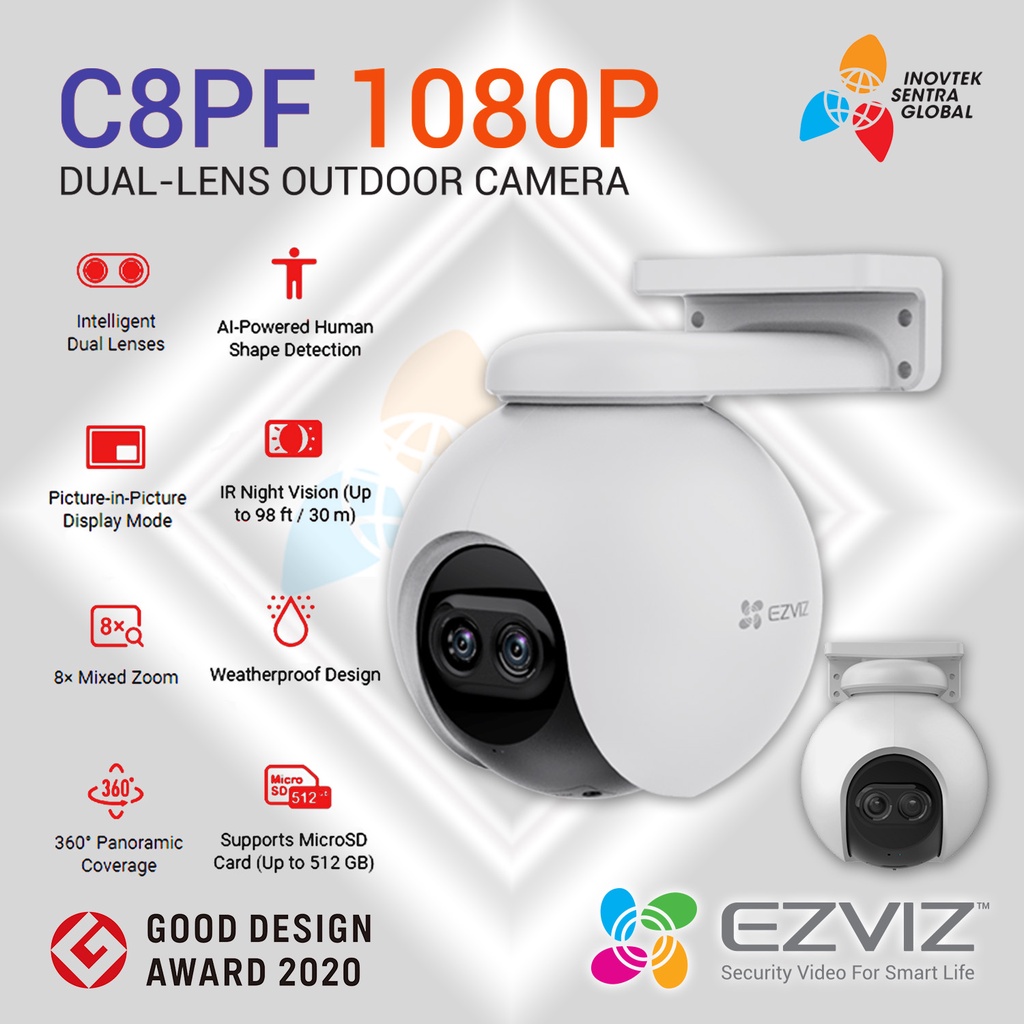 EZVIZ C8PF CCTV PTZ Outdoor IP Camera Dual-Lens 1080P - GARANSI RESMI