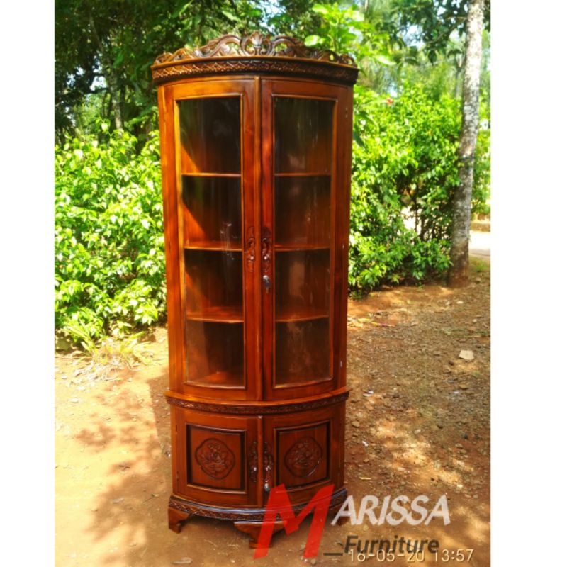 LEMARI SUDUT JATI / LEMARI HIAS JATI/LEMARI SUDUT MURAH