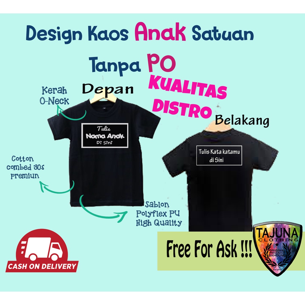 sablon depan belakang Baju Kaos CUSTOM NAMA ATAU KATA couple family|sablon nama baju anak  |Premium