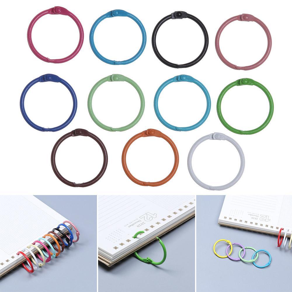 Suyo 10PCS Gantungan Kunci Logam Perlengkapan Kantor Sekolah Kerajinan DIY Metal Binding Book Hoops