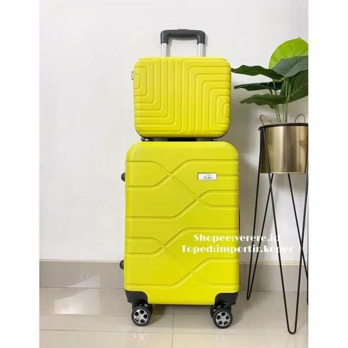 READY COD Koper cabin 20inch Joshee J-1set beauty case 12inch koper fiber - Kuning, Joshee A1 20"