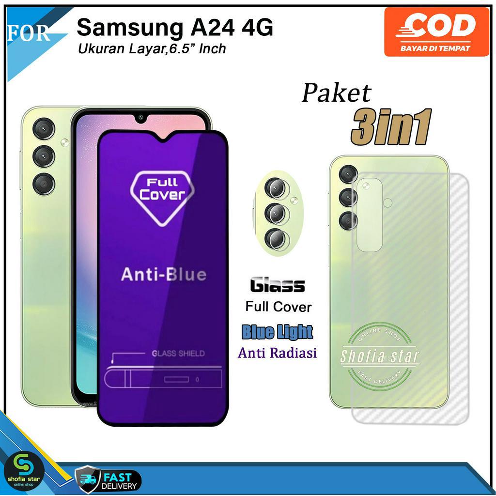 Paket 3in1 Tempered Glass Ceramic Privacy Samsung A24 4G A34 5G A54 5G M14 5G  Anti Gores Anti Spy Full Layar