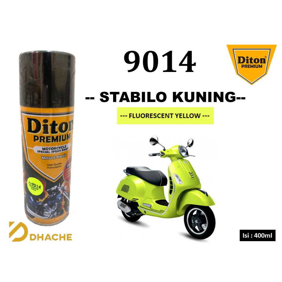 Cat Pilox Diton Premium FLUORESCENT YELLOW 9014 400cc warna kuning stabilo