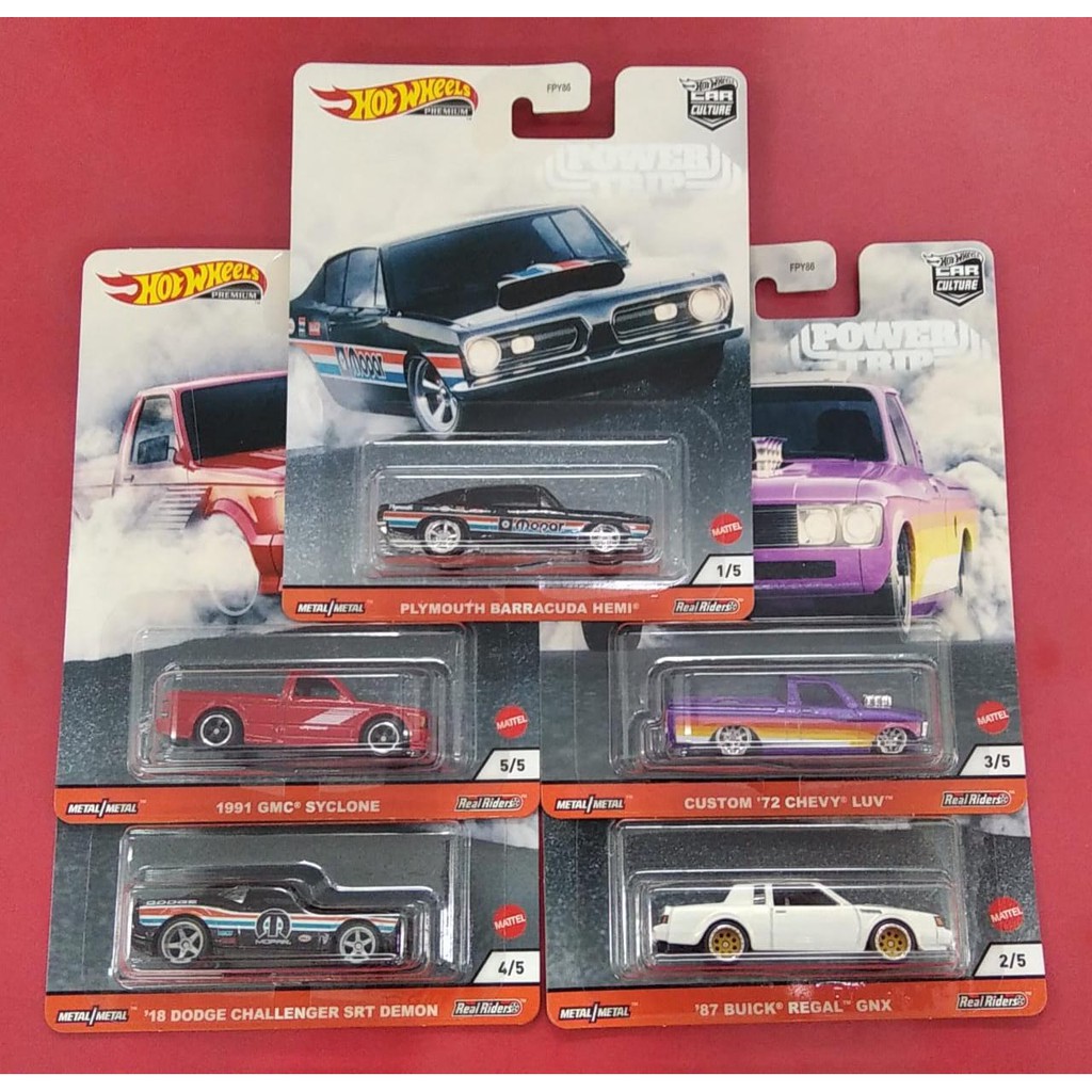 Diecast Hot Wheels Car Culture Power Trip SET Plymouth GMC Syclone Dodge Challenger Chevy Buick HW