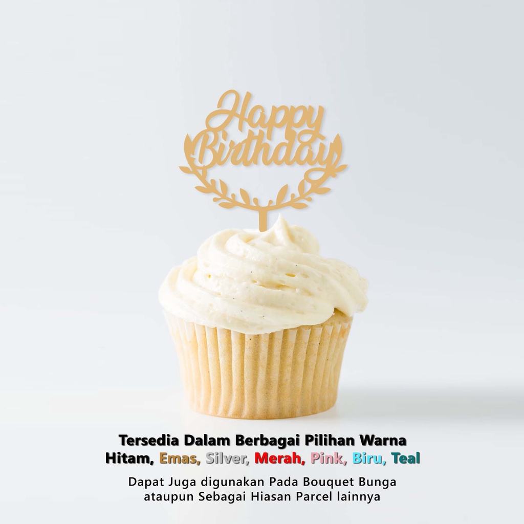 Cup Cake Topper AKRILIK - HBD MINI - Topper Kue Happy Birthday Mini