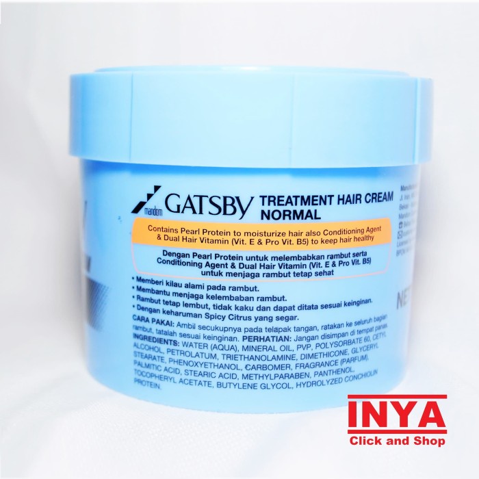 rambut-styling-produk- minyak rambut gatsby thc normal treatment hair cream 250gr -produk-styling-