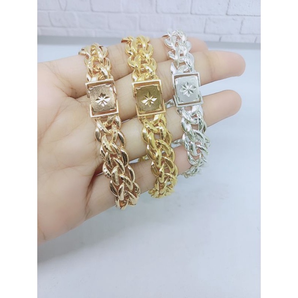 GELANG RANTAI KEPANG BESAR&amp;KECIL+ UKIR BLINK / GELANG PERAK ASLI SILVER 925 LAPIS EMAS/ GELANG FASHION WANITA TERBARU